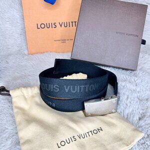 Authentic Louis Vuitton Men’s Jacquard Monogram Belt – Black
